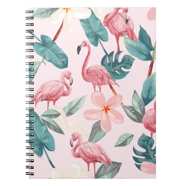 Carnet flamants et fleurs tropicales sans soudure illustr (Devant)
