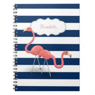 Carnet Flamants roses, Bleu de marine moderne