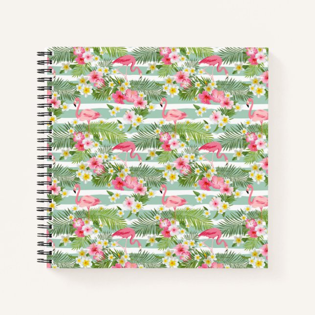 Carnet Flamants roses Et Rayures (Devant)