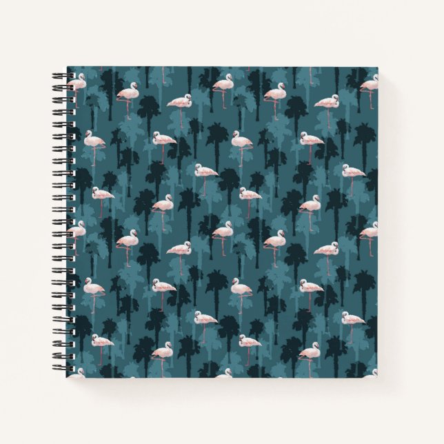 Carnet Flamants roses Pastel En Turquoise (Devant)
