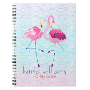 Carnet Flamants roses Roses Et Vagues D'Eau De Plage Abst