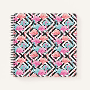 Carnet Flamants roses sur Motif de conception en gras