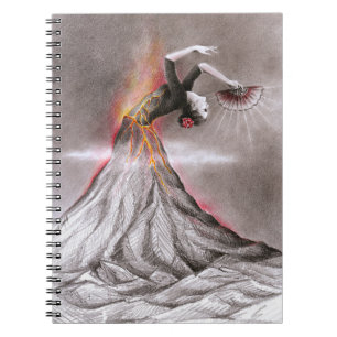 Carnet Flamenco dancing femme volcan crayon surréaliste a