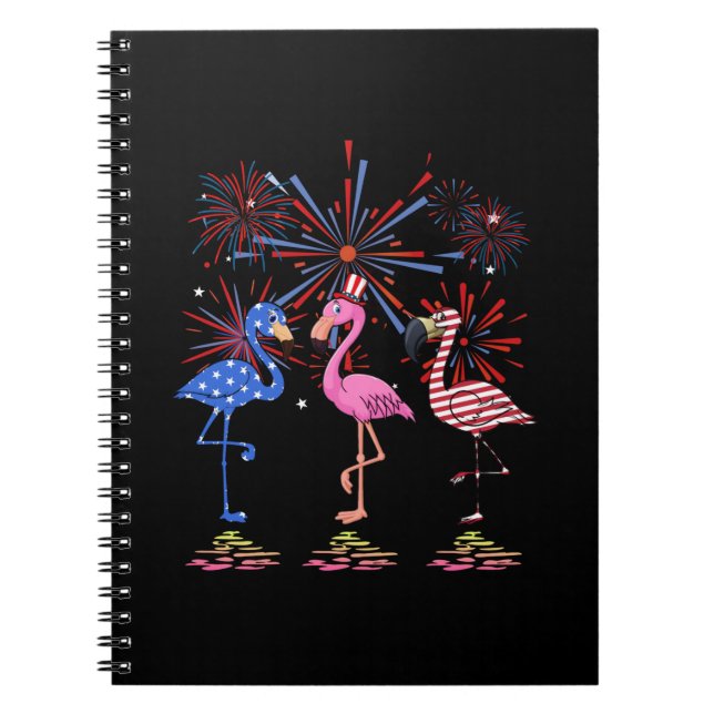 Carnet Flamingo American Flag For 4th July (Devant)