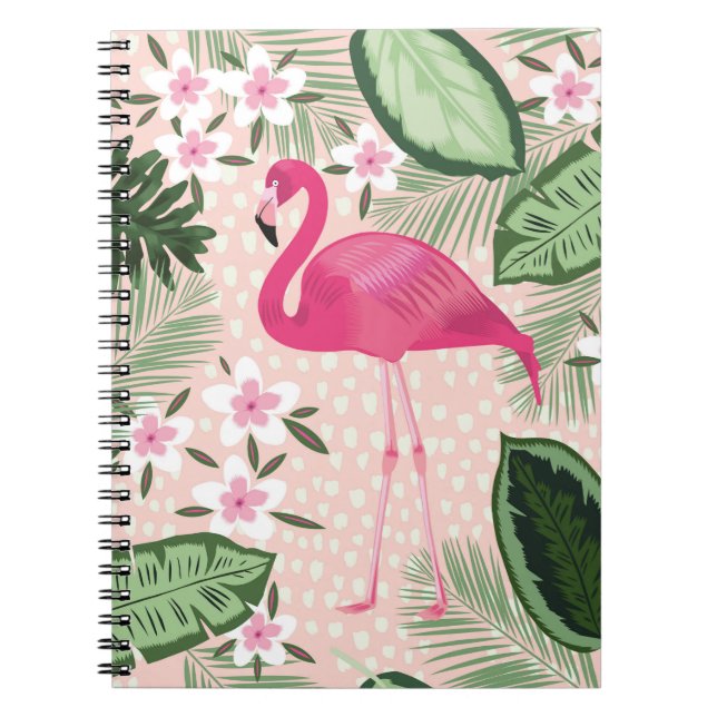 Carnet Flamingo and palm trees seamless pattern illustrat (Devant)