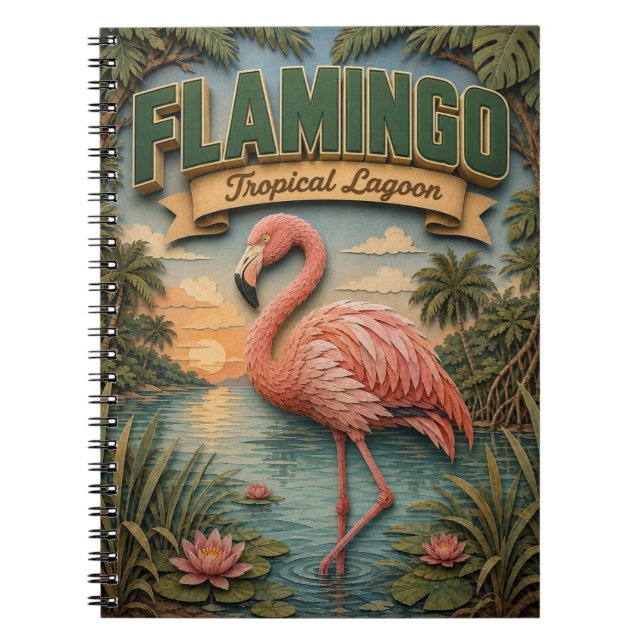 Carnet Flamingo Lagune Tropicale POPCUT (Devant)