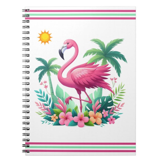 Carnet Flamingo rose tropicale/Floride (Devant)