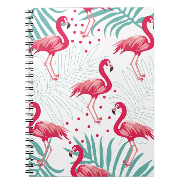 Carnet Flamingo tropical et feuille, motif d'été. (Devant)