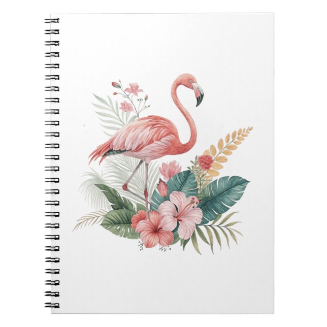 Carnet Flamingo With Flowers (Devant)
