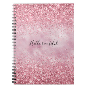 Carnet Flamme de Parties scintillant de verre rose