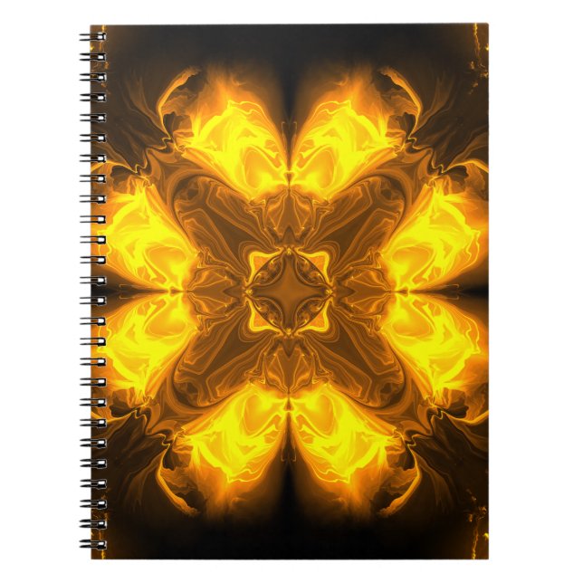 Carnet Flamme Dorée Kaléidoscope Art Fractal (Devant)