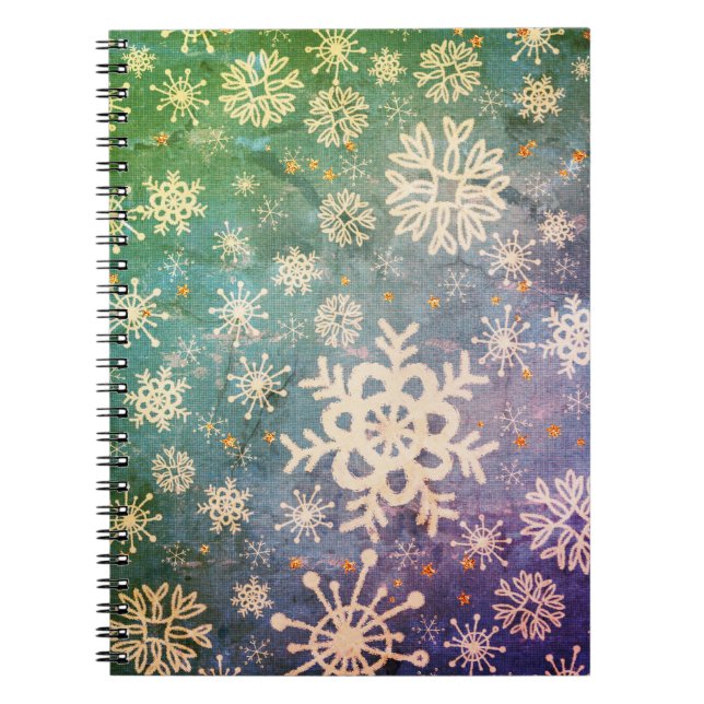 Carnet Flammes de neige sur Blue Denim teint Cravate (Devant)