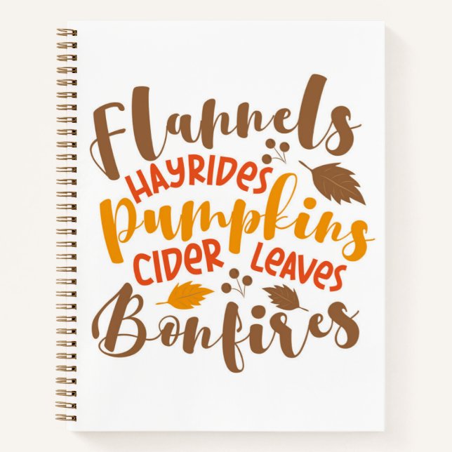 Carnet Flannels Hay Rides Citrouille cidre Feuilles Bonfi (Devant)