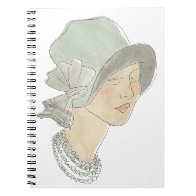 Carnet Flapper Fashion Sketch - Femme avec Casquette (Devant)