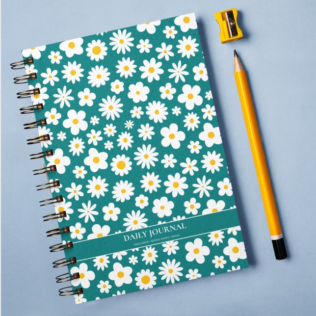 Carnet Flat moderne marguerite graphique Turquoise bleu (Créateur téléchargé)