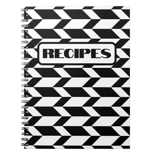 Carnet Flèche Chevron Gras Deux Tons Bleu Noir & Blanc (Devant)
