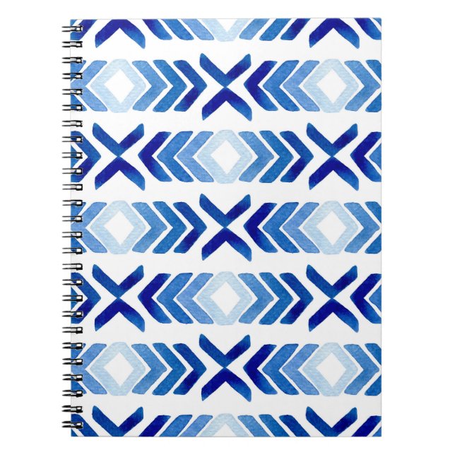 Carnet Flèches bleu Rhombus Motif aquarelle (Devant)