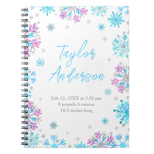 Carnet Flèches de neige violettes et bleues Statistiques  (Devant)