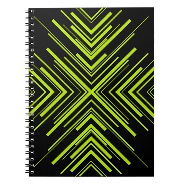 Carnet Flèches en vert citron et noir (Devant)
