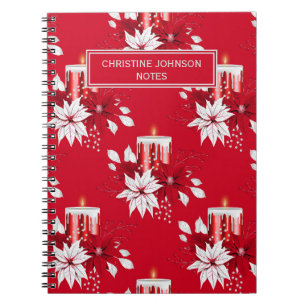 Carnet Fleur à la mode rouge et blanche Poinsettia