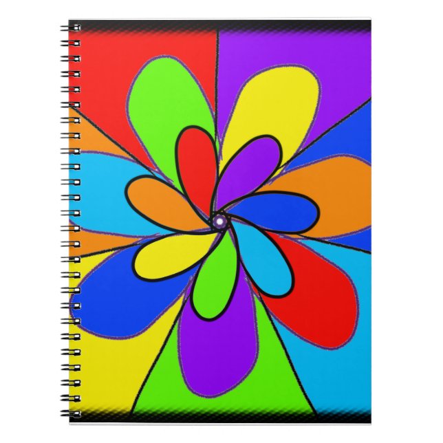 Carnet Fleur Abstraite couleur arc-en-ciel (Devant)