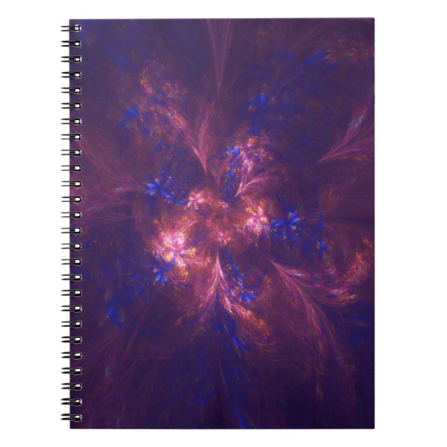 Carnet Fleur Abstraite Mélange De Motifs Violet Et Bleu (Devant)