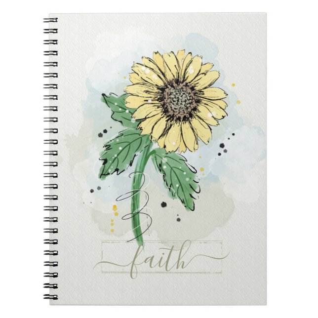 Carnet Fleur Aquarelle Jaune Foi (Devant)