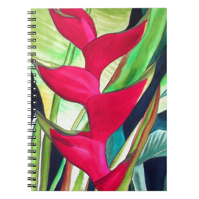 Carnet Fleur aquarelle tropicale Heliconia Lobster Claw (Devant)
