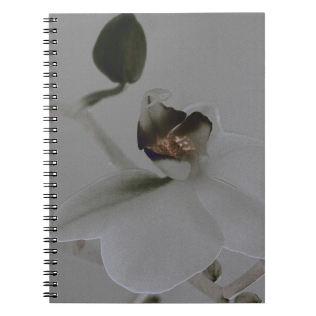 Carnet Fleur artistique dans les tons gris (Devant)