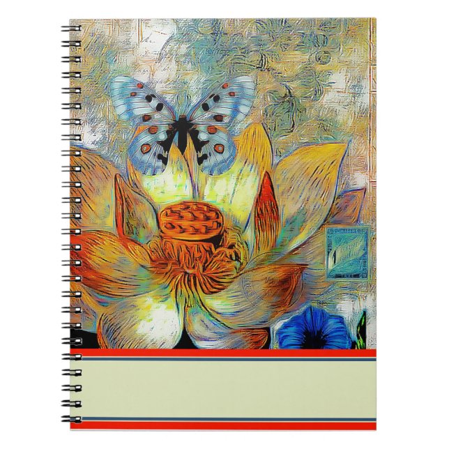 Carnet Fleur artistique et papillon (Devant)