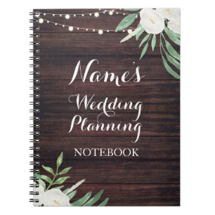 Carnet Fleur blanche de planification de mariage en bois