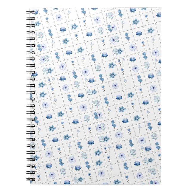 Carnet Fleur blanche et bleue (Devant)