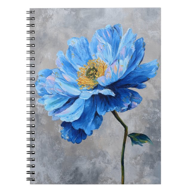 Carnet Fleur bleue acrylique (Devant)
