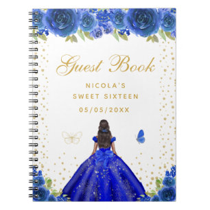 Carnet Fleur Bleue Peau Sombre Princesse Sweet Seize