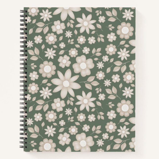 Carnet Fleur botanique aquarelle romantique Deep Sage (Devant)