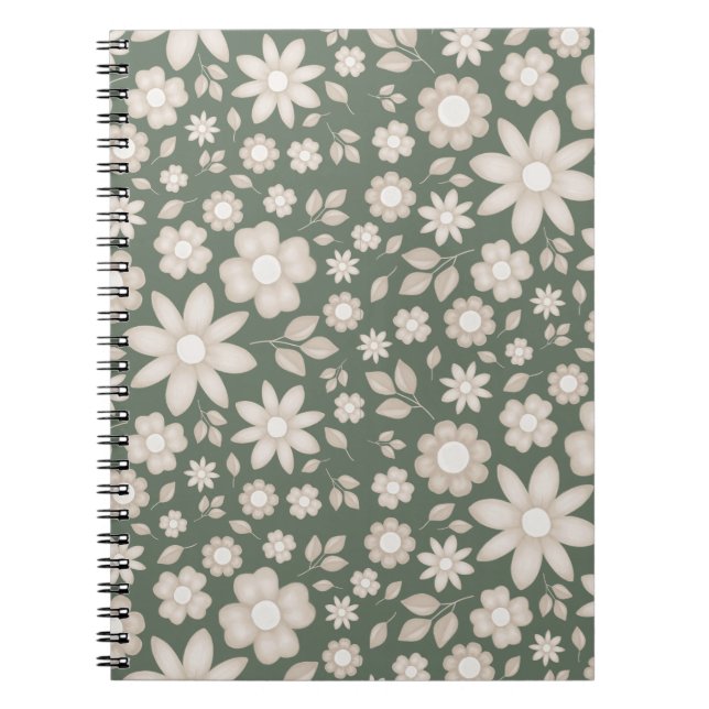 Carnet Fleur botanique aquarelle romantique Deep Sage (Devant)