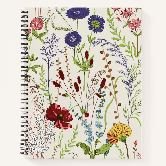 Carnet Fleur botanique de prairie vintage (Devant)