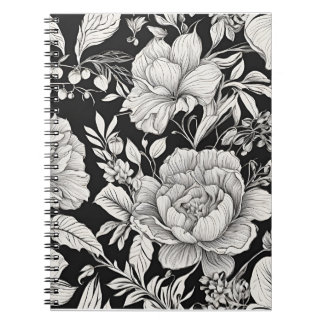 Carnet Fleur classique noir et blanc vintage