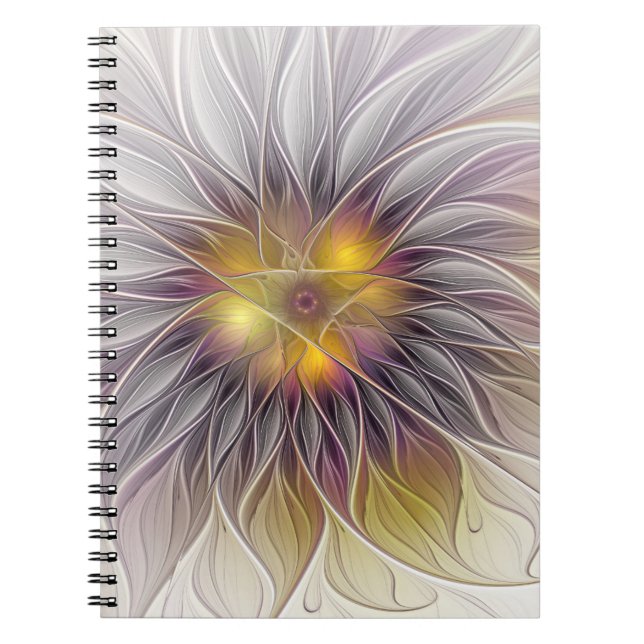 Carnet Fleur colorée lumineuse, fractale moderne abstrait (Devant)