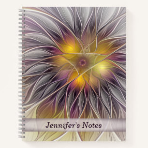 Carnet Fleur colorée lumineuse, nom fractal abstrait