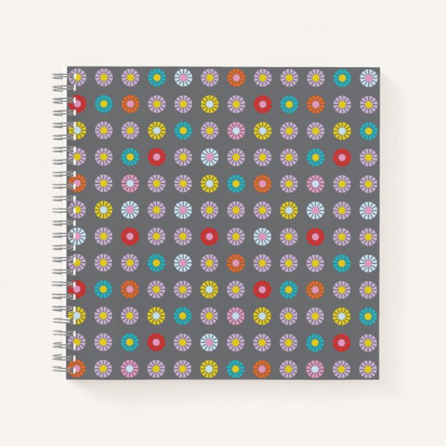 Carnet Fleur colorée rétro (Devant)