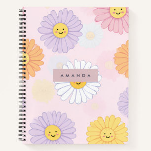 Carnet Fleur Cute Pastel Daisy personnalisée
