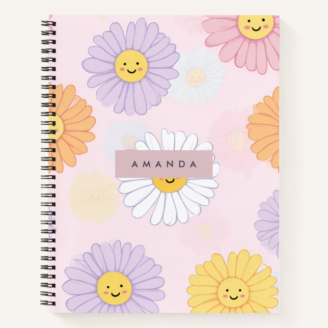 Carnet Fleur Cute Pastel Daisy personnalisée (Devant)