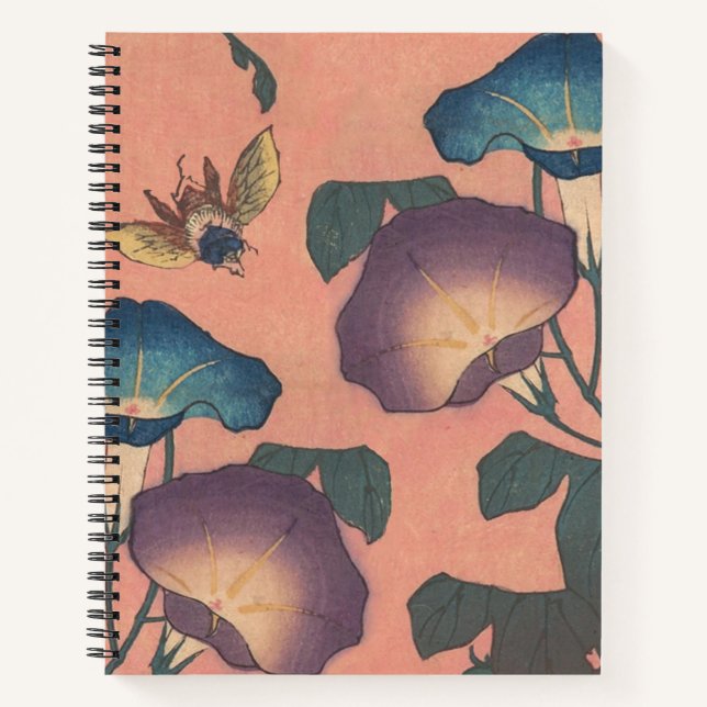 Carnet Fleur d'abeille rose Art classique Hokusai (Devant)