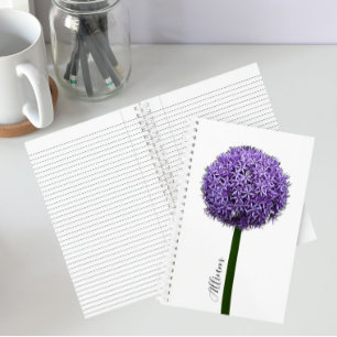 Carnet Fleur d'Allium pourpre sur fond blanc
