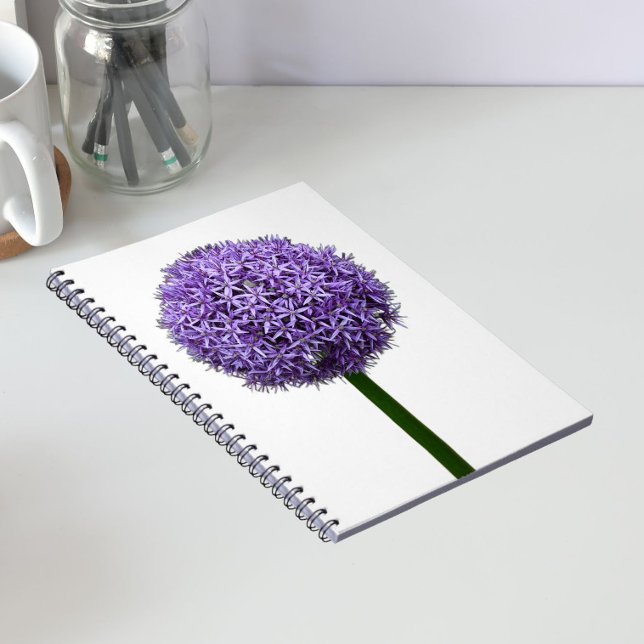 Carnet Fleur d'Allium pourpre sur fond blanc (In Situ)