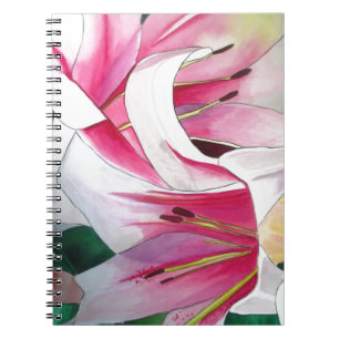Carnet Fleur d'aquarelle de nénuphar blanc et rose