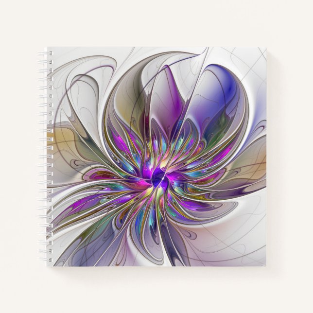 Carnet Fleur d'art Abstrait, énergique et coloré (Devant)