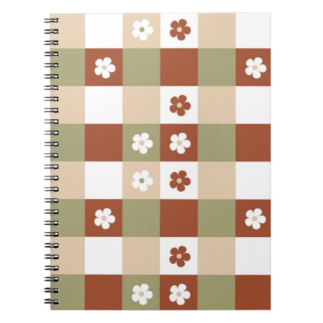 Carnet Fleur d'automne En vichy vérifier Motif (Devant)