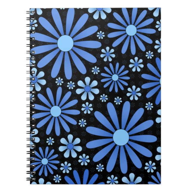 Carnet Fleur de bleu de minuit, esthétique florale lunati (Devant)